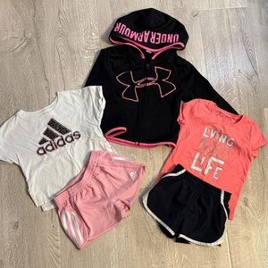 Under Armour Black and Pink Kids Hoodie with Under Armour set and Adidas Set 4T